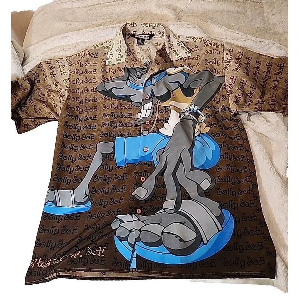 Million Guy Jolly Joe Graphic Print Mens Shirt Button Down VINTAGE Medium‎